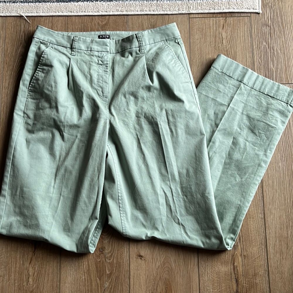 NWT JCrew 8 Tall pleated Capeside Chino pant in Marble Green